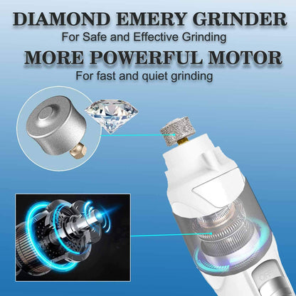 Professional Pet Nail Grinder with LED Light, Dual Grinding Heads, and Adjustable Speed for Quiet and Efficient Grooming of Dogs and Cats