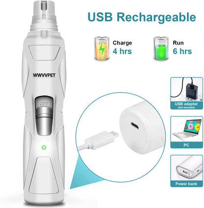 Professional Pet Nail Grinder with LED Light, Dual Grinding Heads, and Adjustable Speed for Quiet and Efficient Grooming of Dogs and Cats