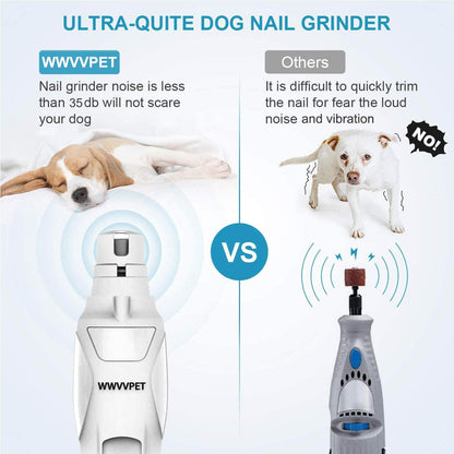 Professional Pet Nail Grinder with LED Light, Dual Grinding Heads, and Adjustable Speed for Quiet and Efficient Grooming of Dogs and Cats
