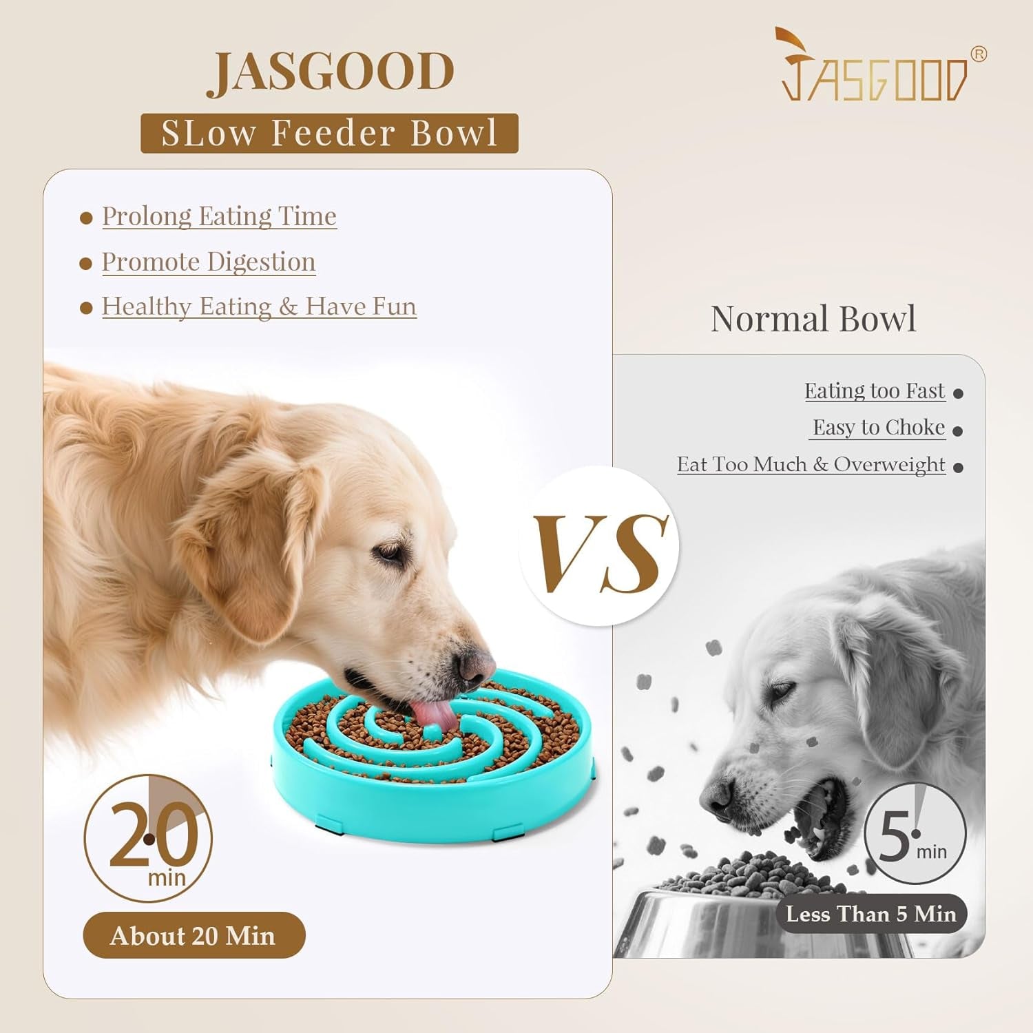 Slow Feeder Bowl for Large and Medium Dogs - Anti-Gulping Design to Prevent Bloat and Choking