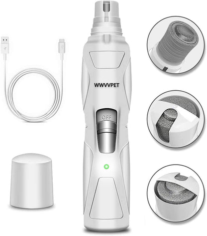 Professional Pet Nail Grinder with LED Light, Dual Grinding Heads, and Adjustable Speed for Quiet and Efficient Grooming of Dogs and Cats