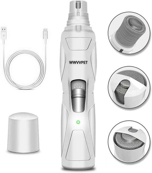 Professional Pet Nail Grinder with LED Light, Dual Grinding Heads, and Adjustable Speed for Quiet and Efficient Grooming of Dogs and Cats