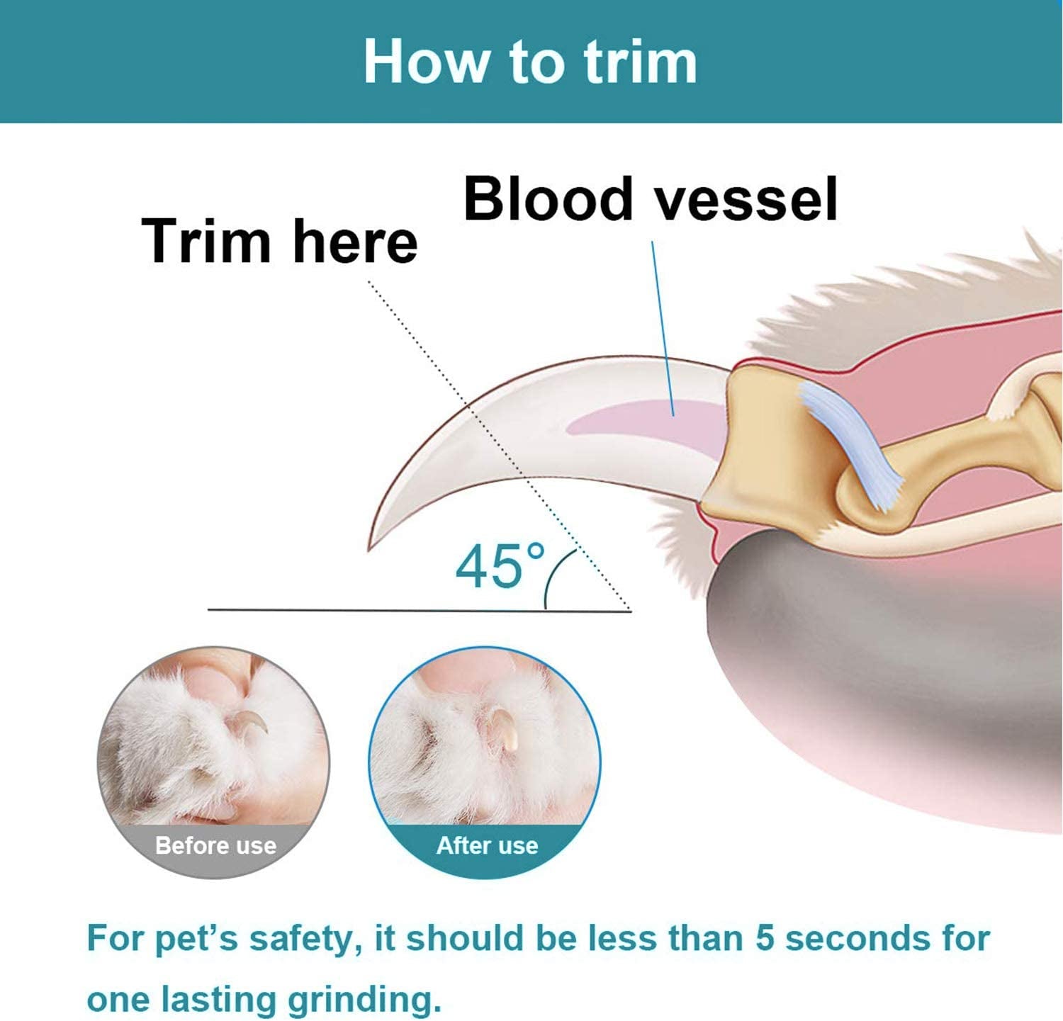 Professional Pet Nail Grinder with LED Light, Dual Grinding Heads, and Adjustable Speed for Quiet and Efficient Grooming of Dogs and Cats